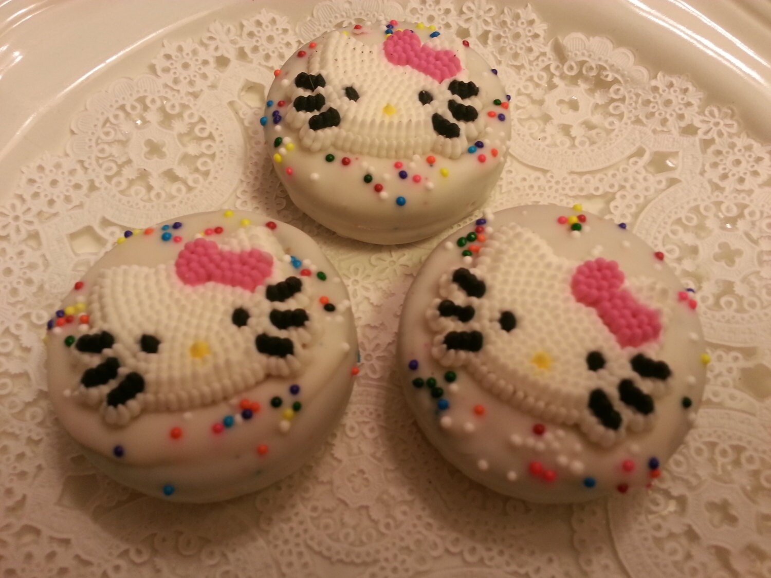 Hello Kitty Chocolate Covered Oreo Cookies by Revolution9bakery