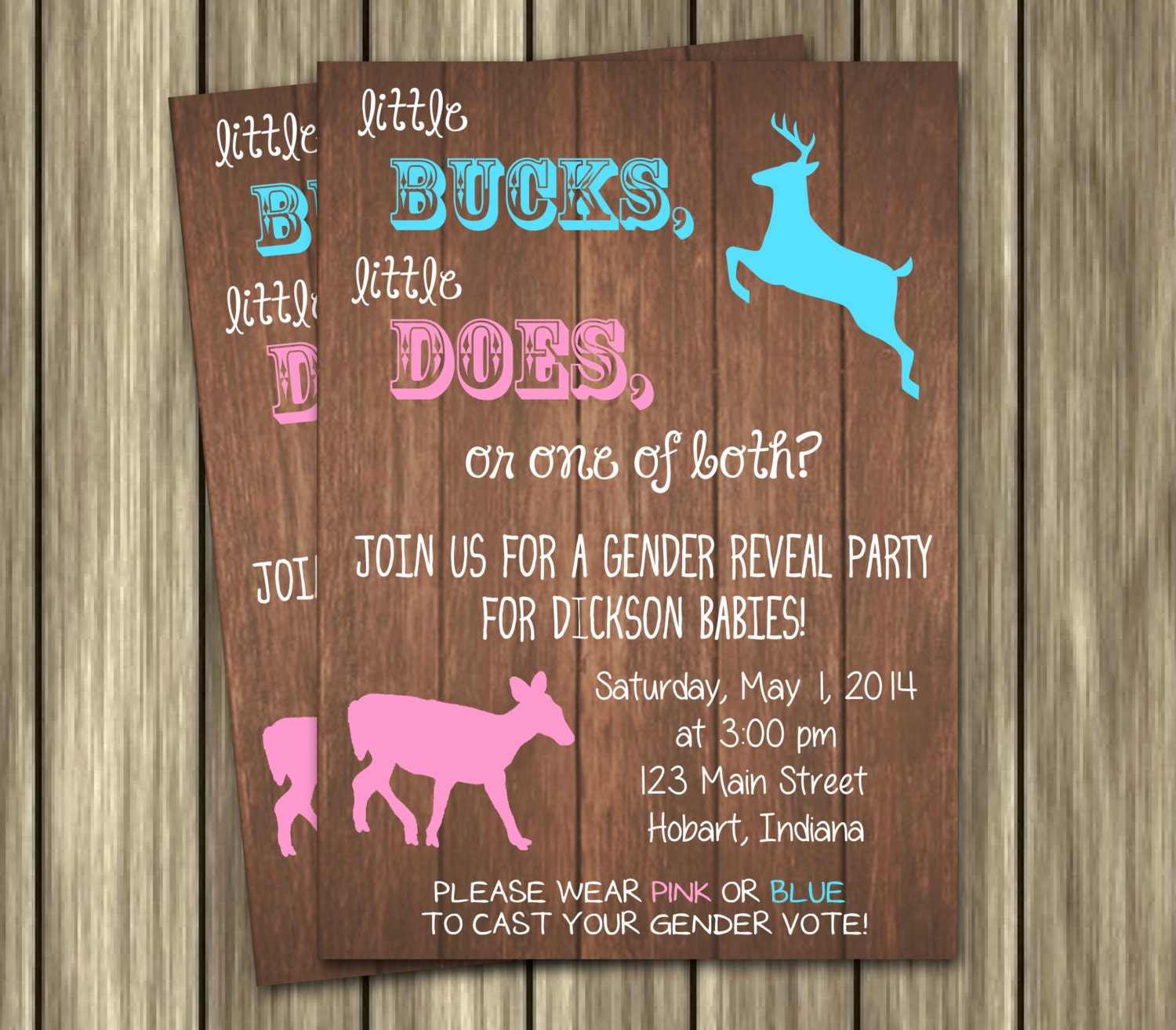 Gender reveal party invite-little buck or little doe for