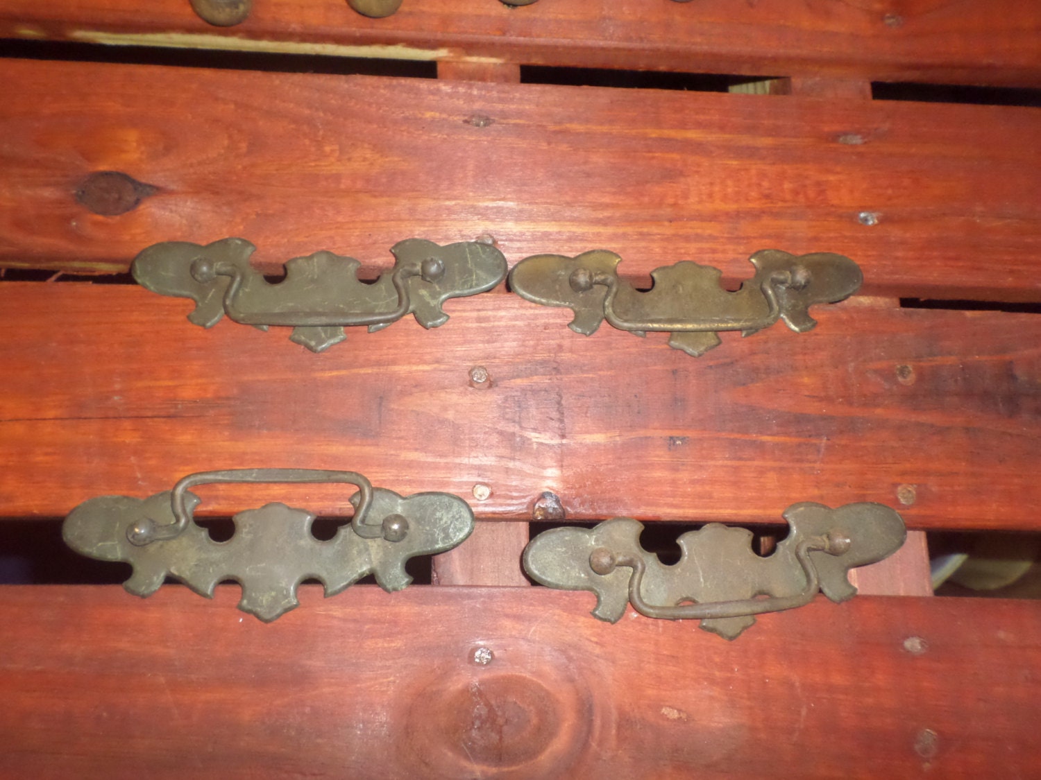 Vintage Brass Drawer Pulls Set Of 4 Large With Screws Haute Juice