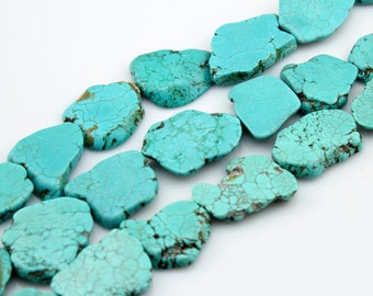 Turquoise Beads,Slab Turquoise Beads,Turquoise Stone,Gemstone Beads---Approx 30mm-40mmm--8 Pieces---S004