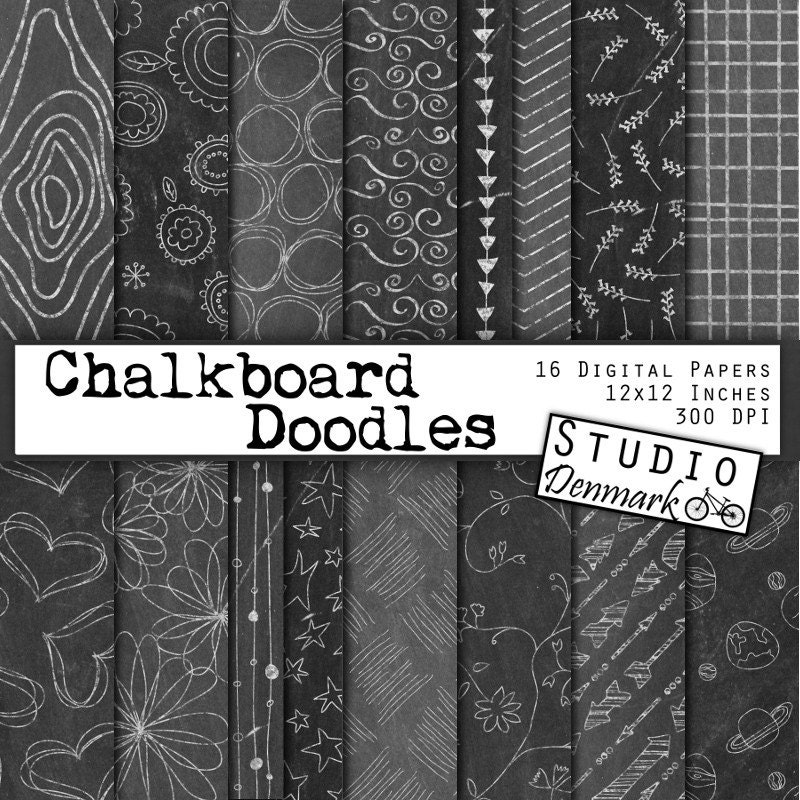 Chalkboard Patterns Digital Paper Chalkboard