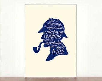 Sherlock poster, TV Show Poster, Sherlock quotes, movie poster, Baker street, Sherlock Holmes, literary illustration, illustrated quote