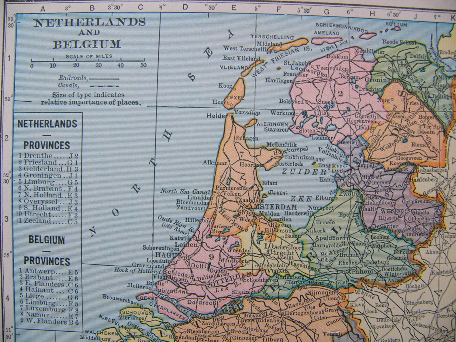 Vintage Map Of Netherlands And Belgium From By Poppyspapershop