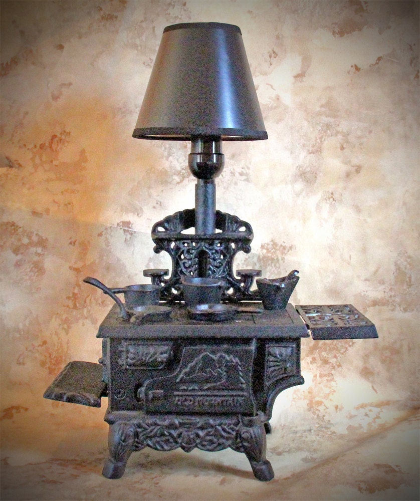 RESERVED for RA Replica cast iron stove lamp by ClassicRedo
