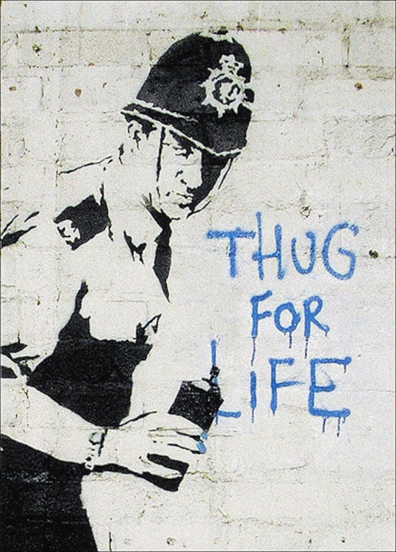 Banksy Graffiti Art Block Policeman Thug For by thecushionstudio