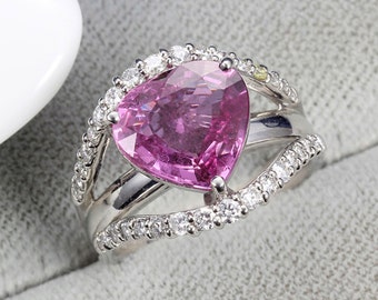 Items similar to Engagement Ring - Moon Stone With Diamonds, 14K Rose ...