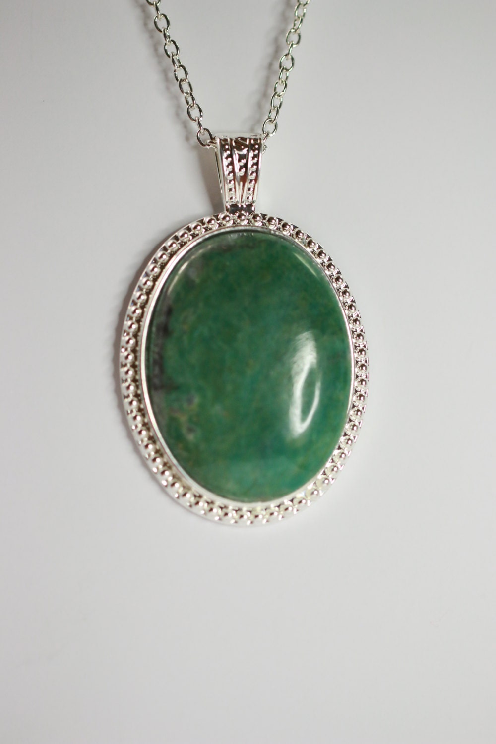 African Jade pendant in silver setting. by TheJoysofJewelry1