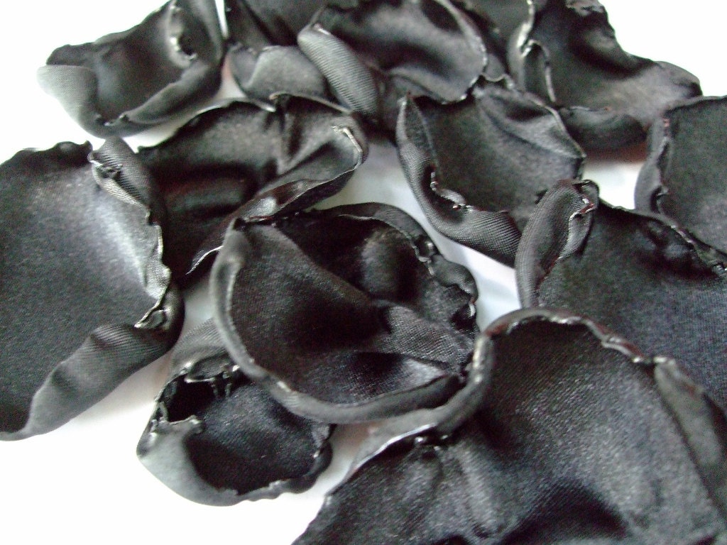 Black flower petals black rose petals table by ShabVintiqueFlowers