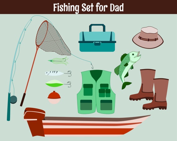 Download Items similar to Fishing clip art, Father's Day clip art ...