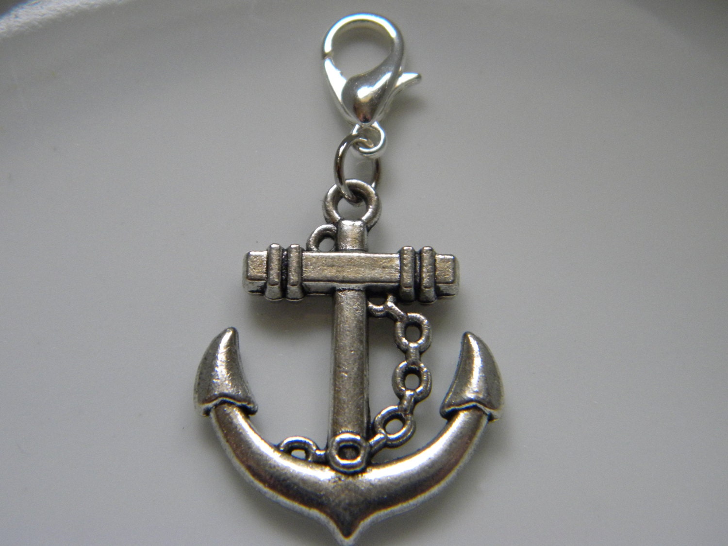 Boat Anchor Nautical zipper pull charm clip on charm purse
