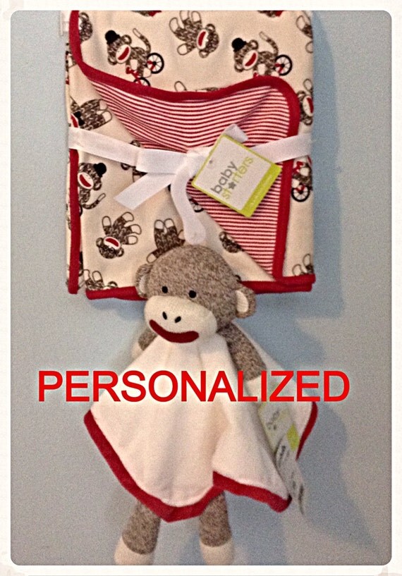Personalized Sock Monkey lovey/snuggle buddy/ by RatticleBaby