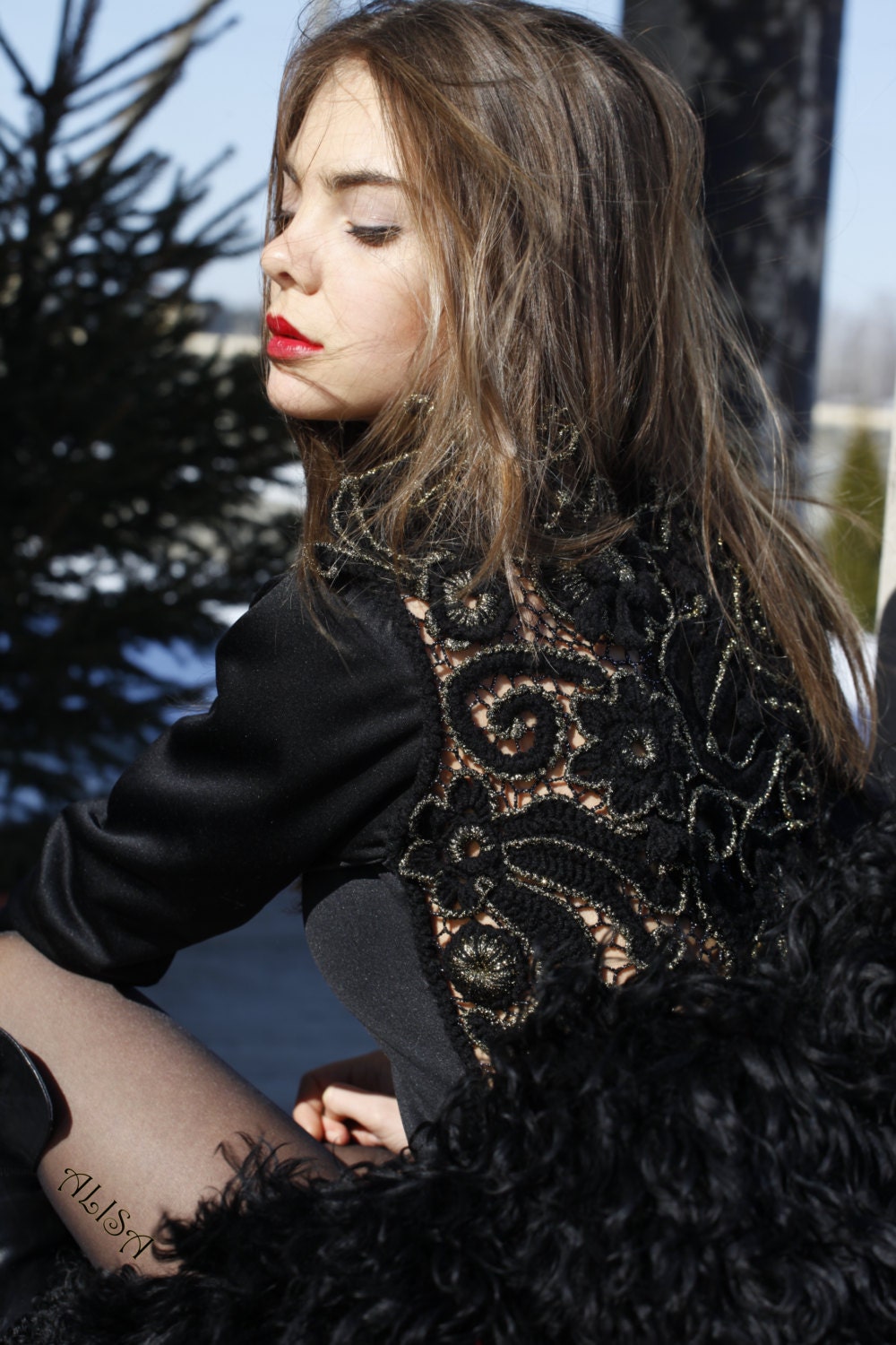 Fragment. Irish knitting. thick yarn evening dress by AlisaSonya