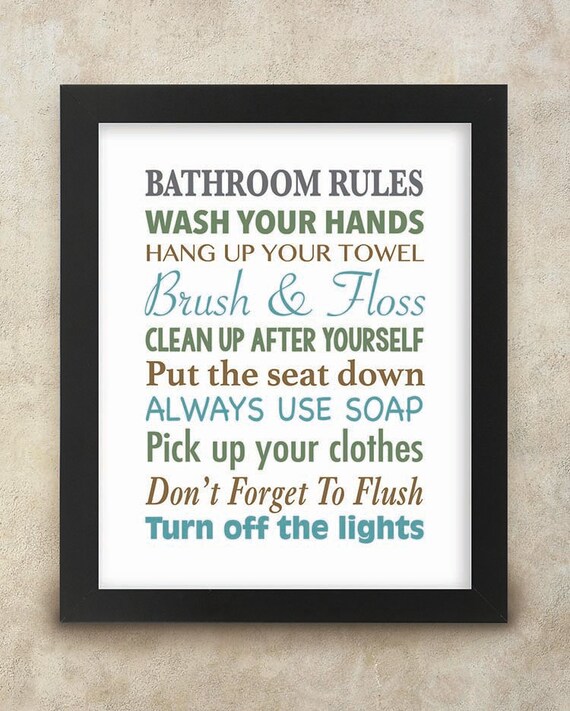 Bathroom Rules wall art 8x10 digital print Kids Bathroom