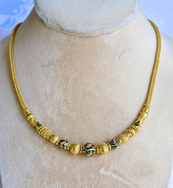 23 Karat gold Enamel Necklace 45.6 grams by SueOkeyjewelryDiva