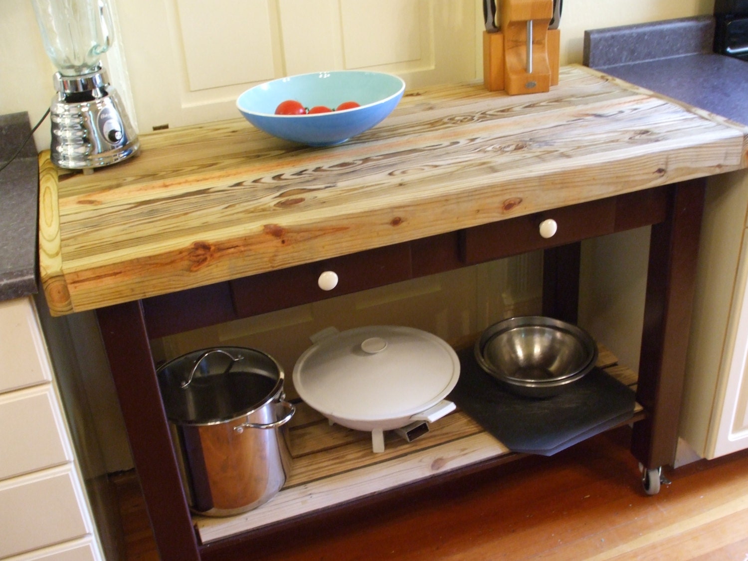 kitchen utility table with storage