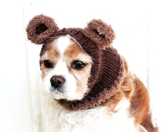 Bear Dog Snood / Hand Knit / Long Ear Covering / Cold Weather Snood/3 Sizes