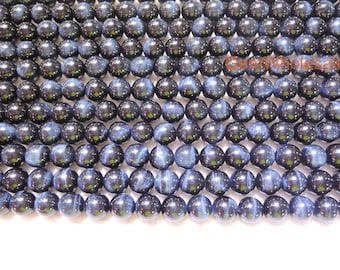 15.5" 8mm/10mm Blue tiger eye AAA quality natural round beads, top quality natural blue tiger eye, dark blue beads, jewelry supply