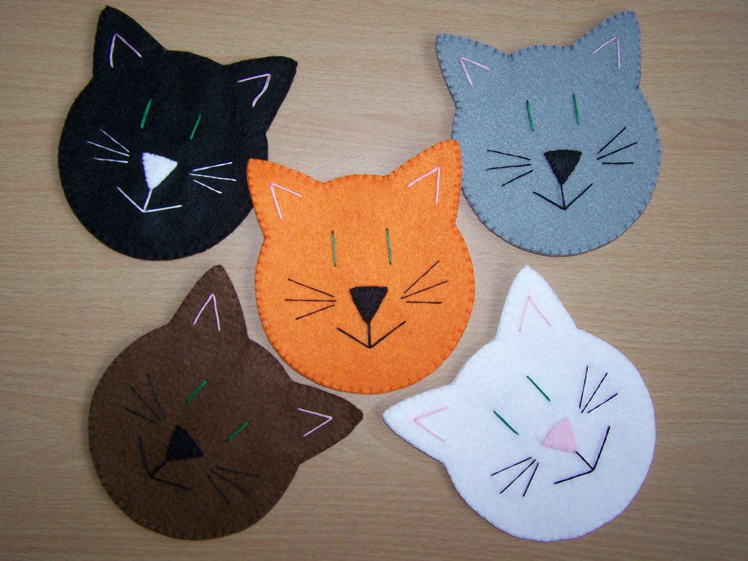 Cat Face Coasters By Poochiebags On Etsy