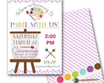 Painting Art Party Invitation - Art Party Invite customized and personalized - digital file - MATCHING PARTY PACK available!