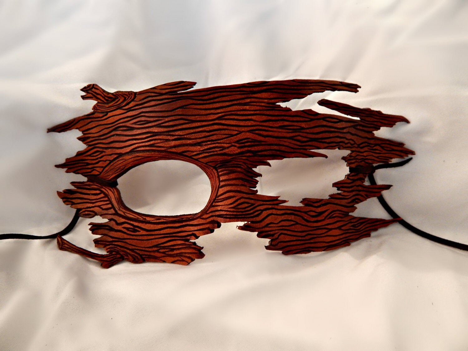 Brown Leather Tree Bark Mask