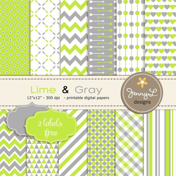 Lime Green and Gray Printable Digital Scrapbooking Background