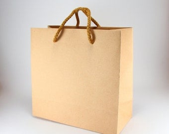 40 Kraft Brown Paper Bags with Handles - SMALL SQUARE Kraft Paper Gift Bags - Party Gifts Rustic Wedding Favor Bags - Party Favor Bags