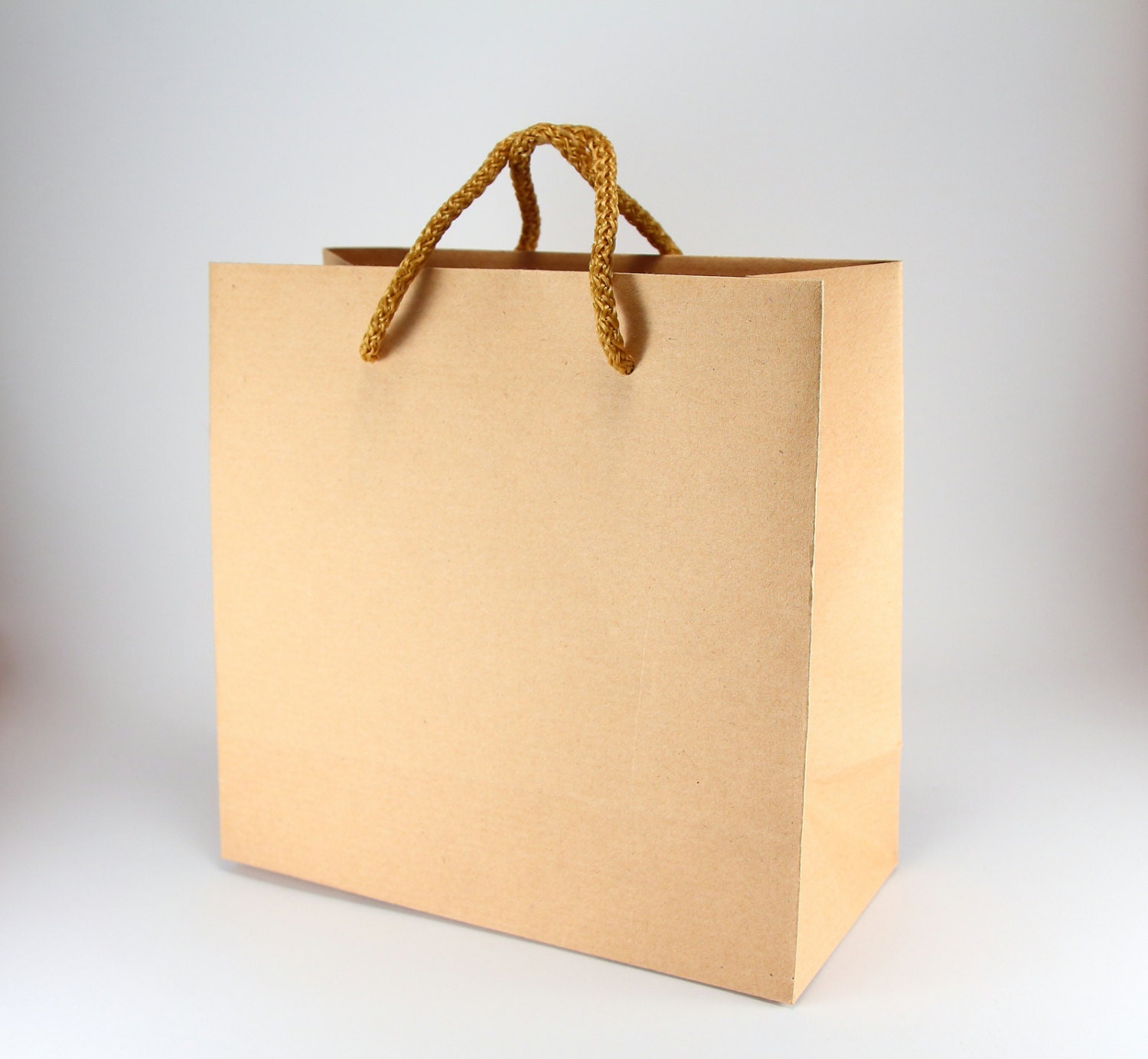 40 Kraft Brown Paper Bags with Handles SMALL SQUARE Kraft