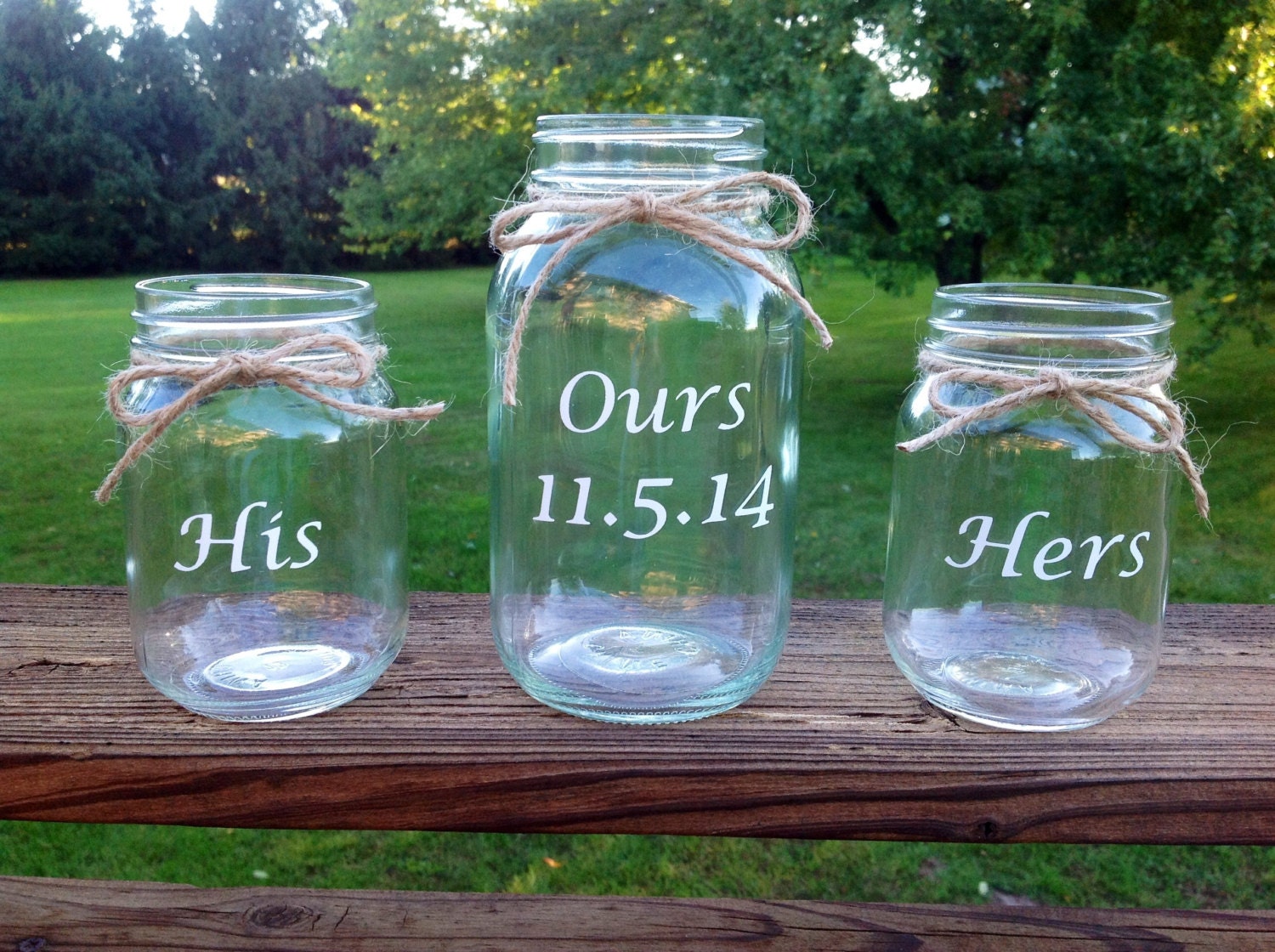 3Piece Personalized Mason Jars Sand Ceremony Set His Hers
