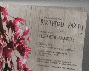 Cherry Blossom Birthday Party invites