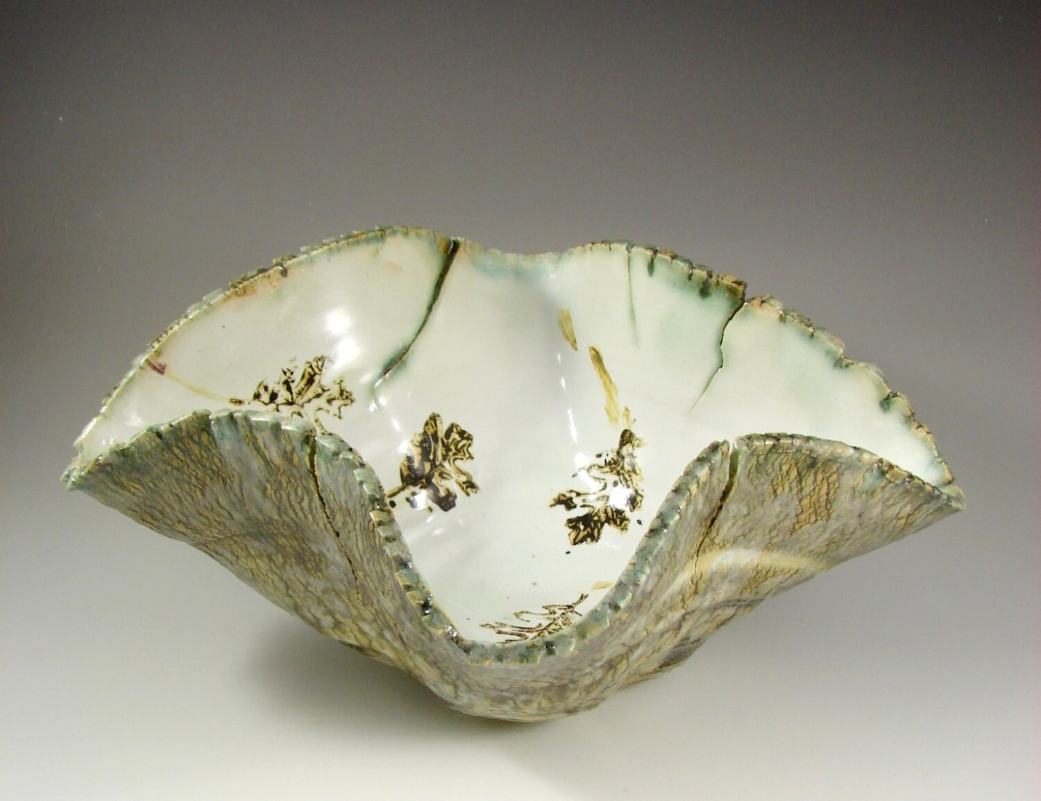 Ceramic Art Bowl Winter Forest Handmade Pottery