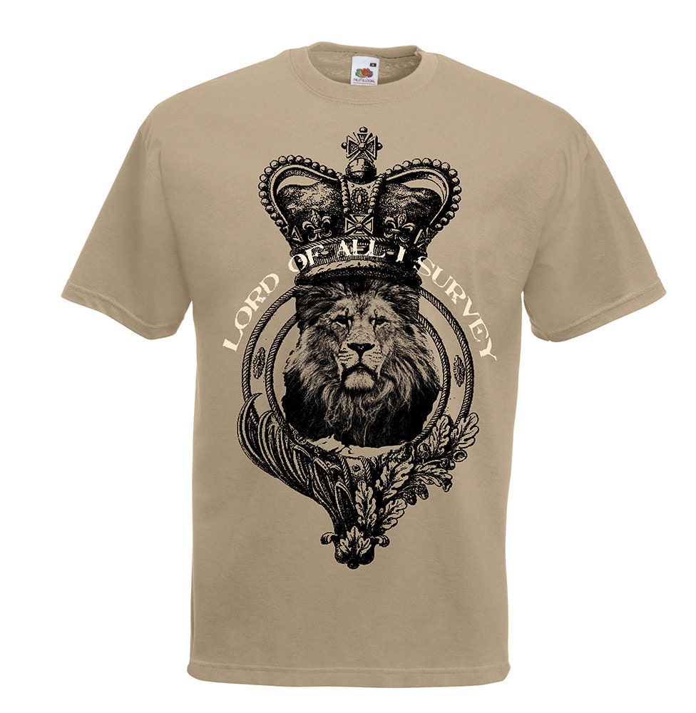 Lion tshirt lion t shirt lion t-shirt khaki mens shirt.