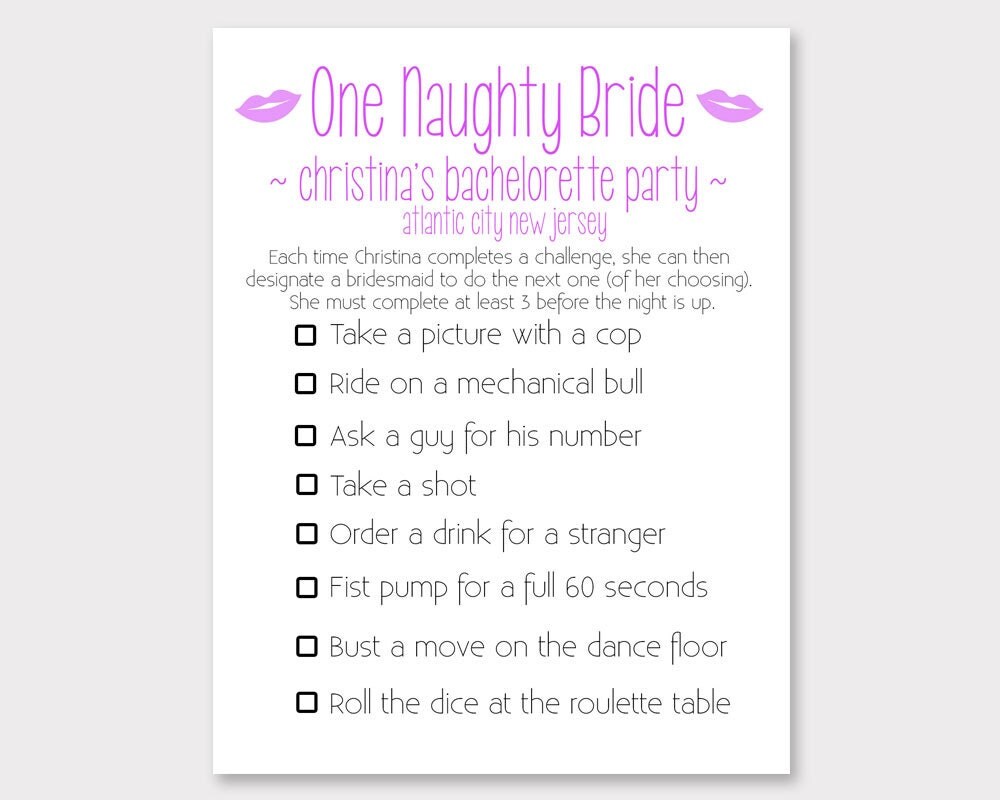 Bachelorette Party Game Naughty Bride Game Girls Night 