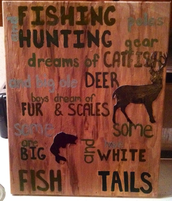 Items similar to Hunting and Fishing quote on Canvas on Etsy