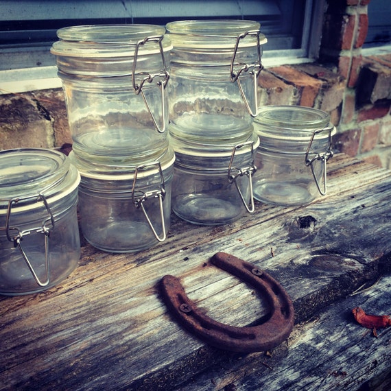 6 6.7 oz Glass Bail Jars w/ Locking Lids by BanaVeeBathBody