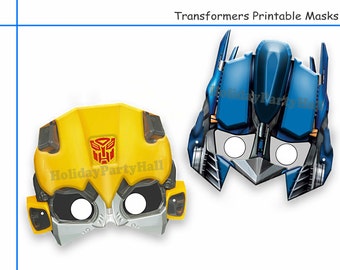 Unique 2 Transformers Printable Masks, party decoration, kids dress up mask, photo booth props, rescue bots, boys costume, robot, Diy paper