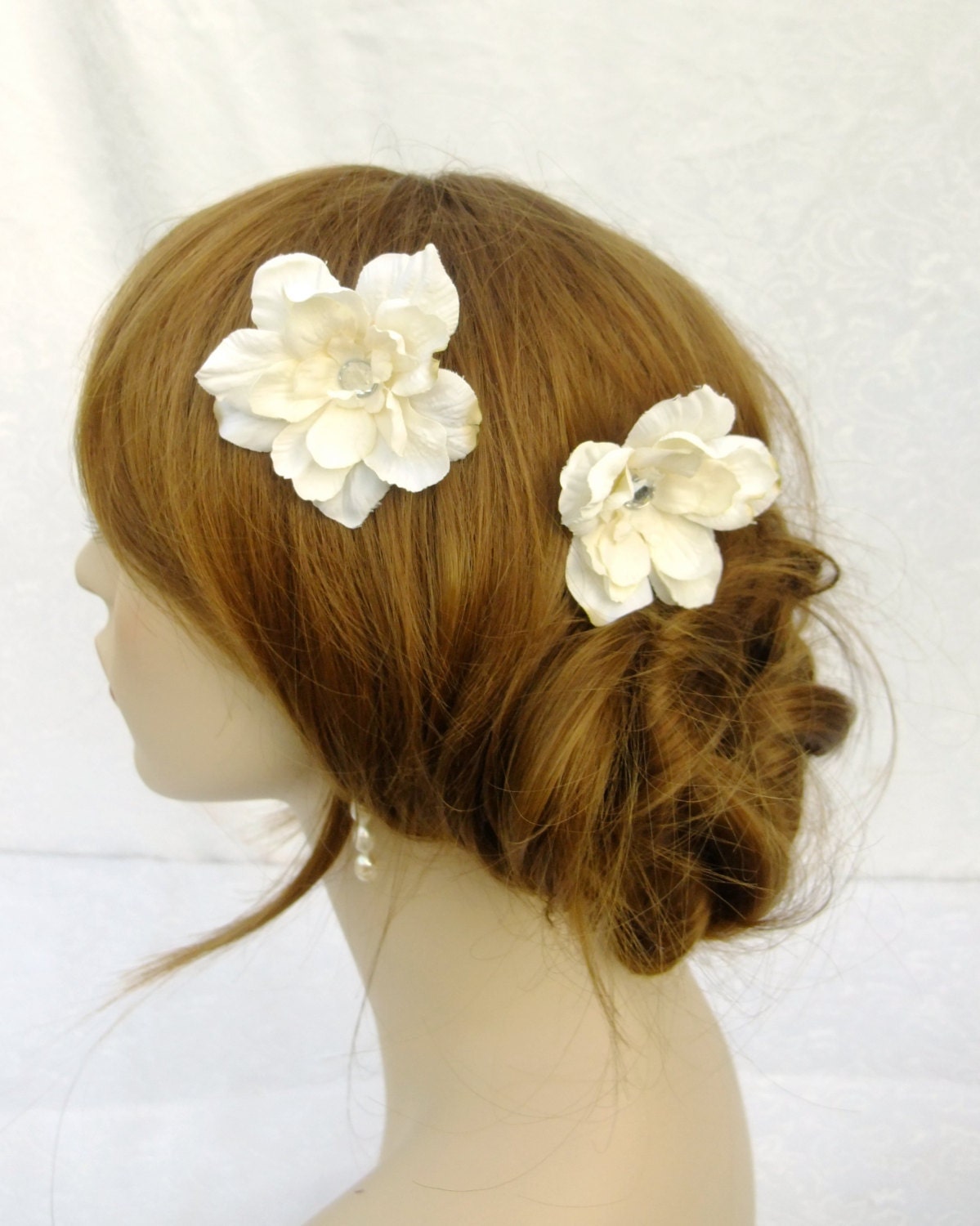 Bridal Hair Pins White Flower Hair Pins White By Ruthnoredesigns