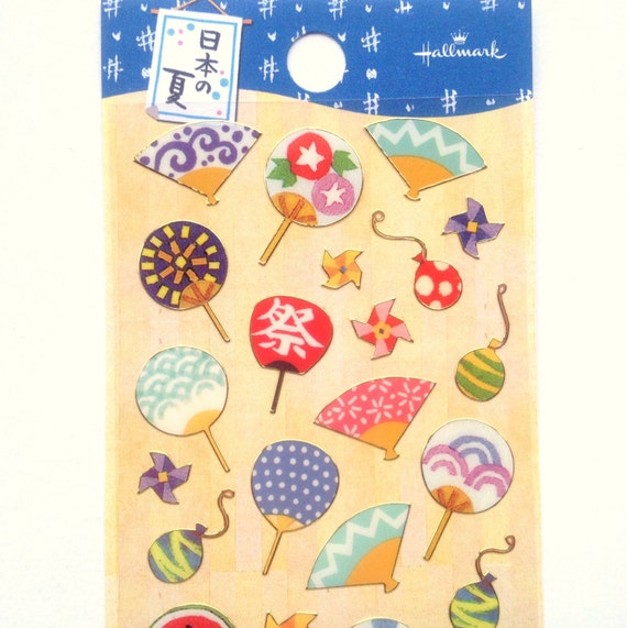 Japanese Stickers Hand Fans in Summer Festival (S239)