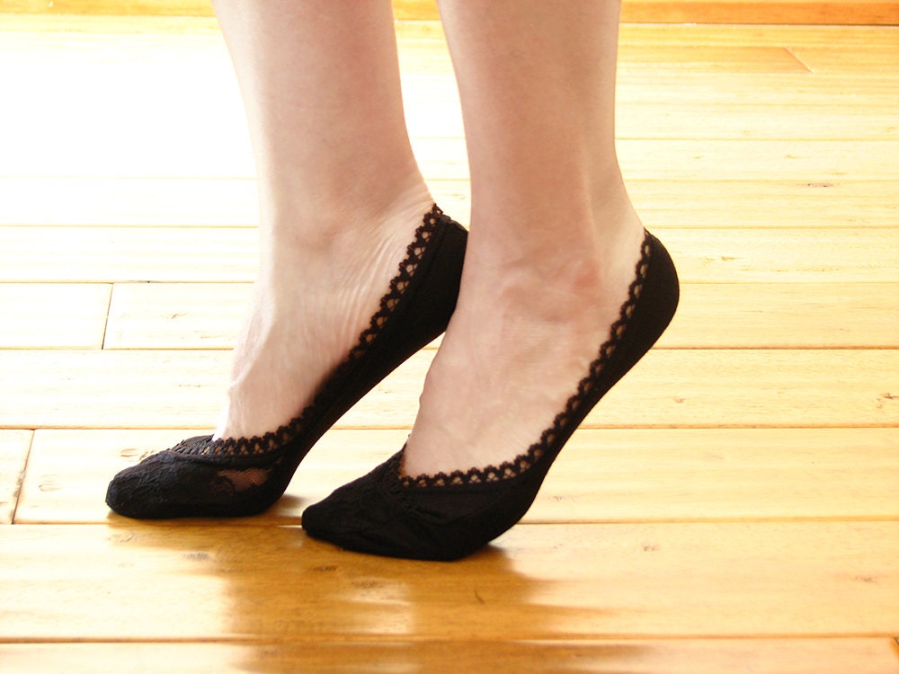 Peep Toe Sock Shoes Liner short sock ballet shoes by VanGoBeauty