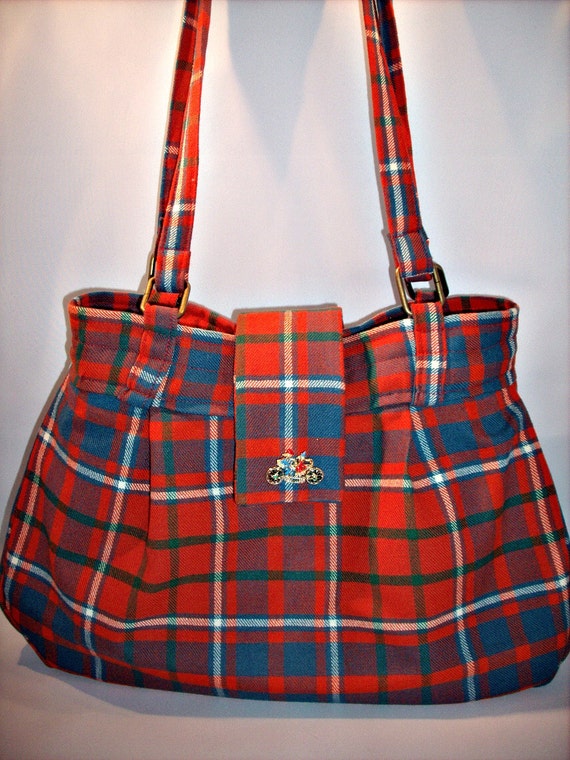 Preppy Plaid Purse in Red and Blue