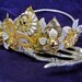 ON HOLD Balance Due: Skull Crown Flores Muertas Day of the Dead Skull Tiara Gold Skulls White Flowers Pearls Rhinestones Mexican Wedding