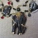 Circus After Dark: Vintage Assemblage Necklace 80s Circus Necklace Elephants and Show Horse Black Beauty Multi Colored Sparkly Rhinestones