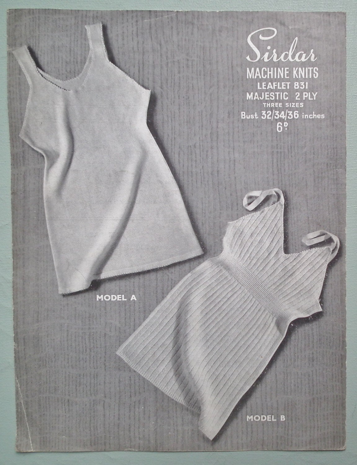 Vintage 1940s Machine Knitting Pattern Womens Vests Underwear