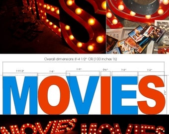 MOVIE THEATER Vintage Marquee Art letter bulb channel 2ft X 2ft