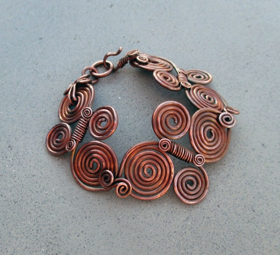 Pachamama Spiral Copper Bracelet Earth Mother Inca Earthy