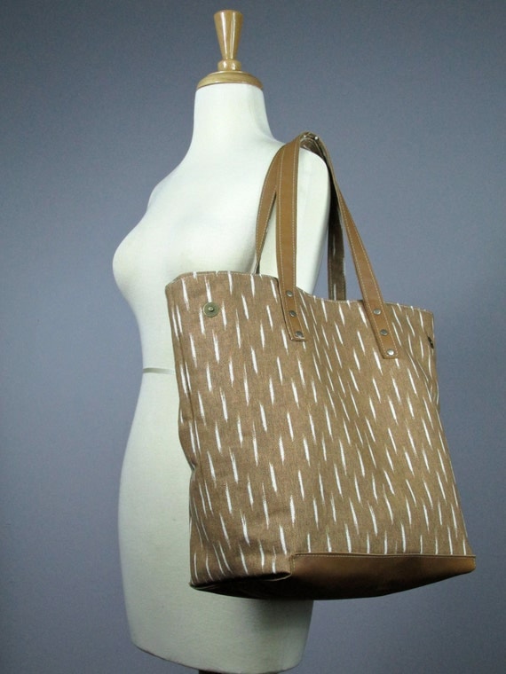 tote bag Natural Eco friendly Leather and cotton bag Market tote Bag ...