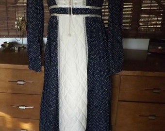 Vintage 70s Gunne Sax Calico Boho Maxi Peasant Dress S Free Shipping