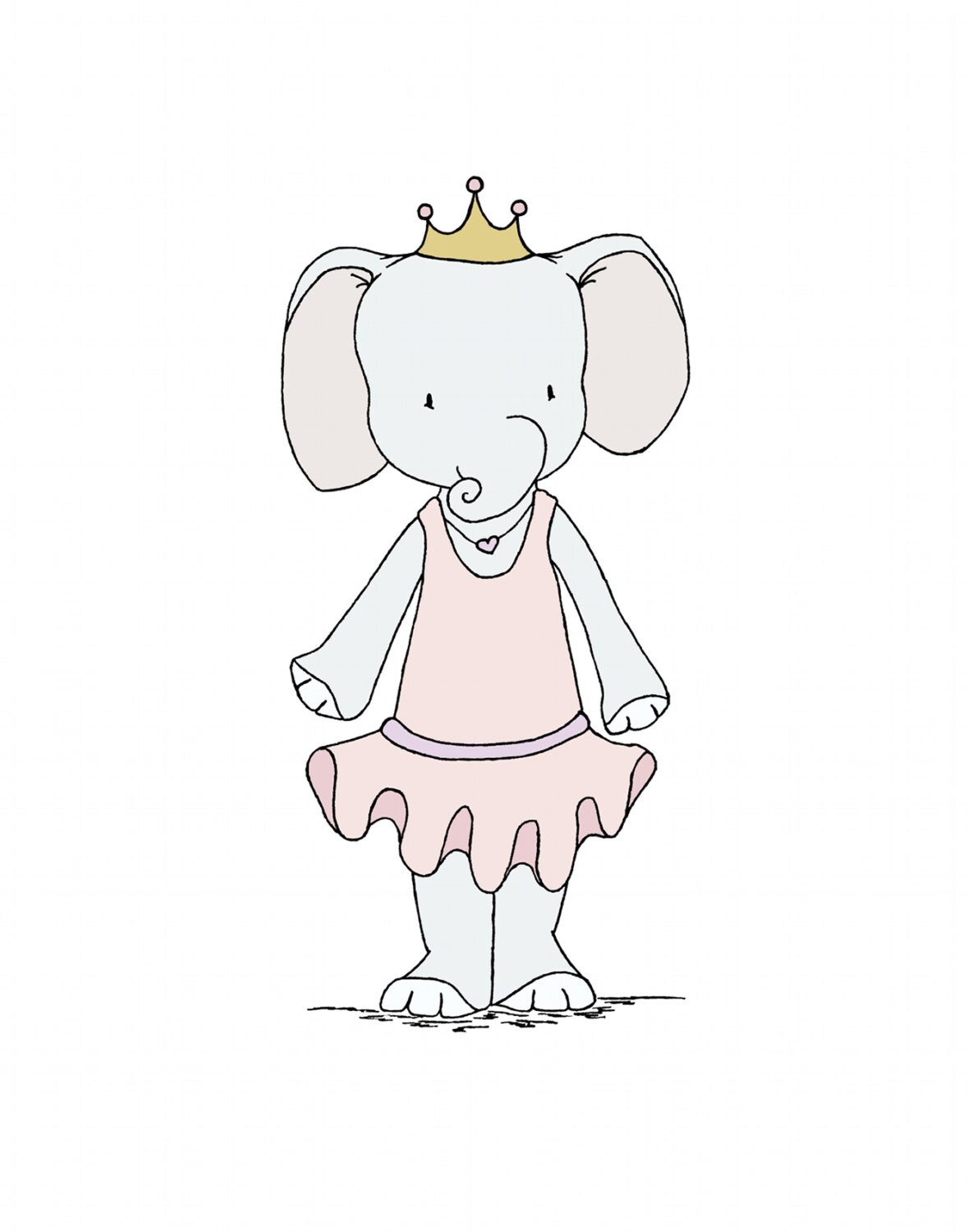 Elephant Nursery Art -- Elephant Princess -- Girl Nursery Decor -- Pink Elephant Art -- Children Art Print, Kids Wall Art