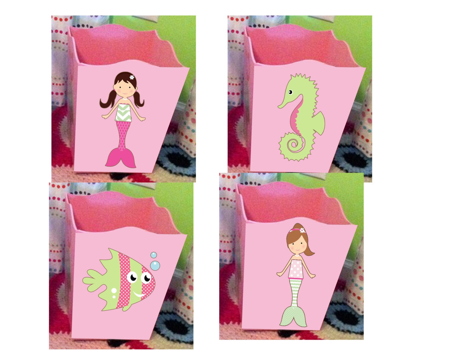 Mermaid decor wastebasket mermaid trash can by TheWoodenOwl