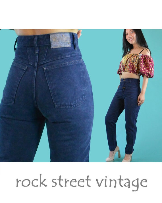 Vintage 80s High Waisted Jeans / GIRBAUD Dark Denim Taper Leg