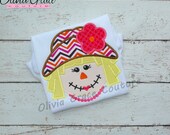 Scarecrow Girl Embroidered Applique Shirt or Bodysuit, Happy Fall, Halloween, straw girl Il_170x135